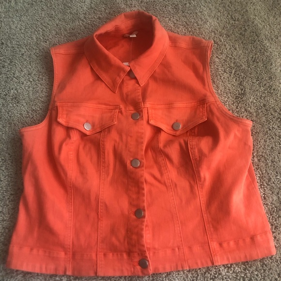Jackets & Blazers - NWT Sleeveless Orange Jean Jacket